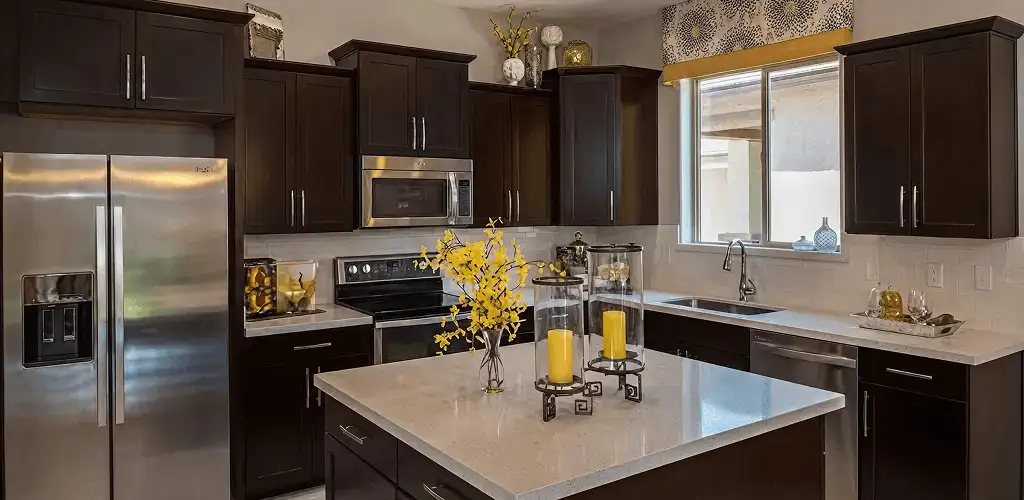 Cabinet painting results with freshly painted kitchen cabinets in Lakewood, CO
