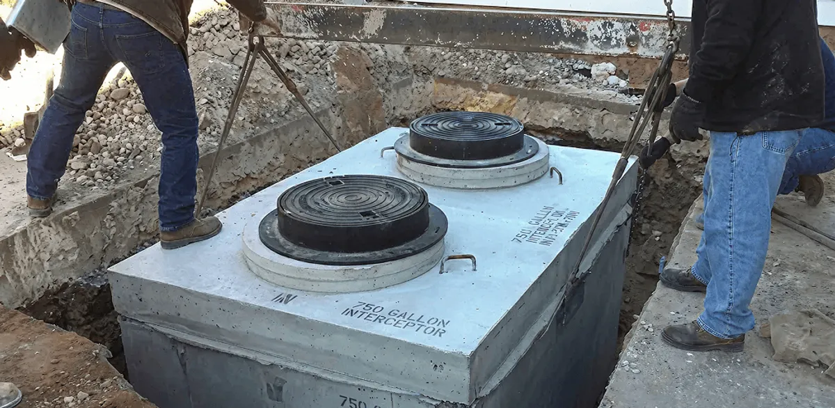 Grease trap installation for a commercial property drainage system in Lakewood, CO