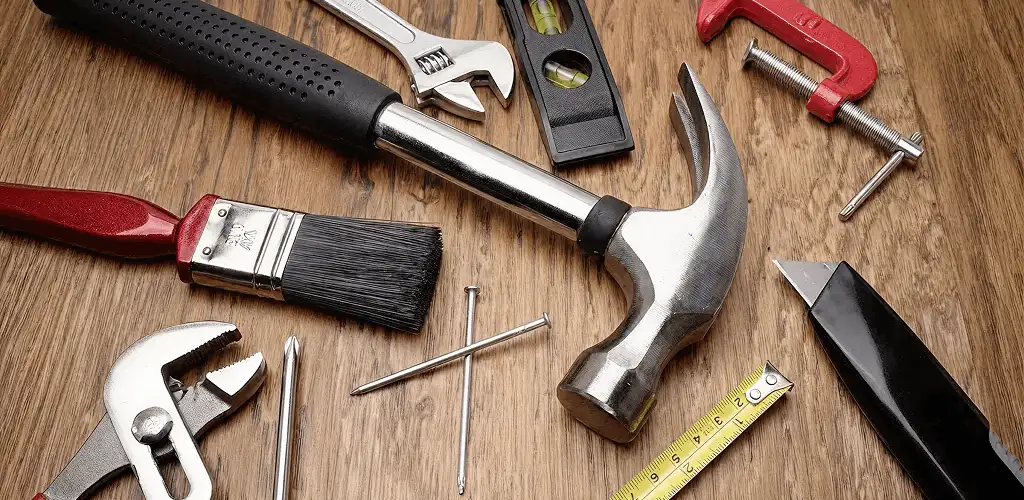 Handyman tools laid out for home repair and maintenance work in Lakewood, CO