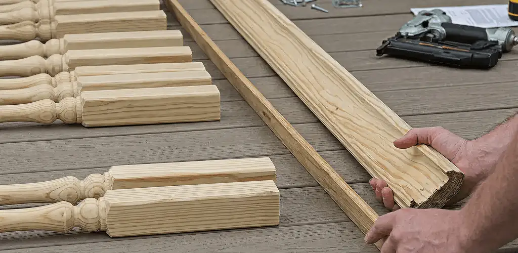 Handrail installation materials and wood components for stair rail work in Lakewood, CO