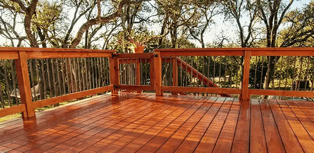 Deck sealing results with a freshly sealed wood deck in Lakewood, CO